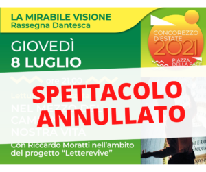 Annullamento spettacolo “Nel mezzo del cammin di nostra vita”